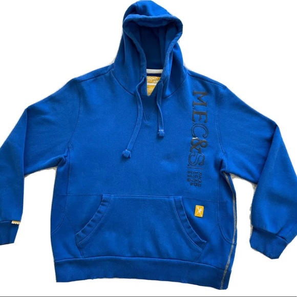 Mens Marc Ecko Cut & Sew Pullover Blue Hoodie Size Large ‘Spell Out’ Graphic